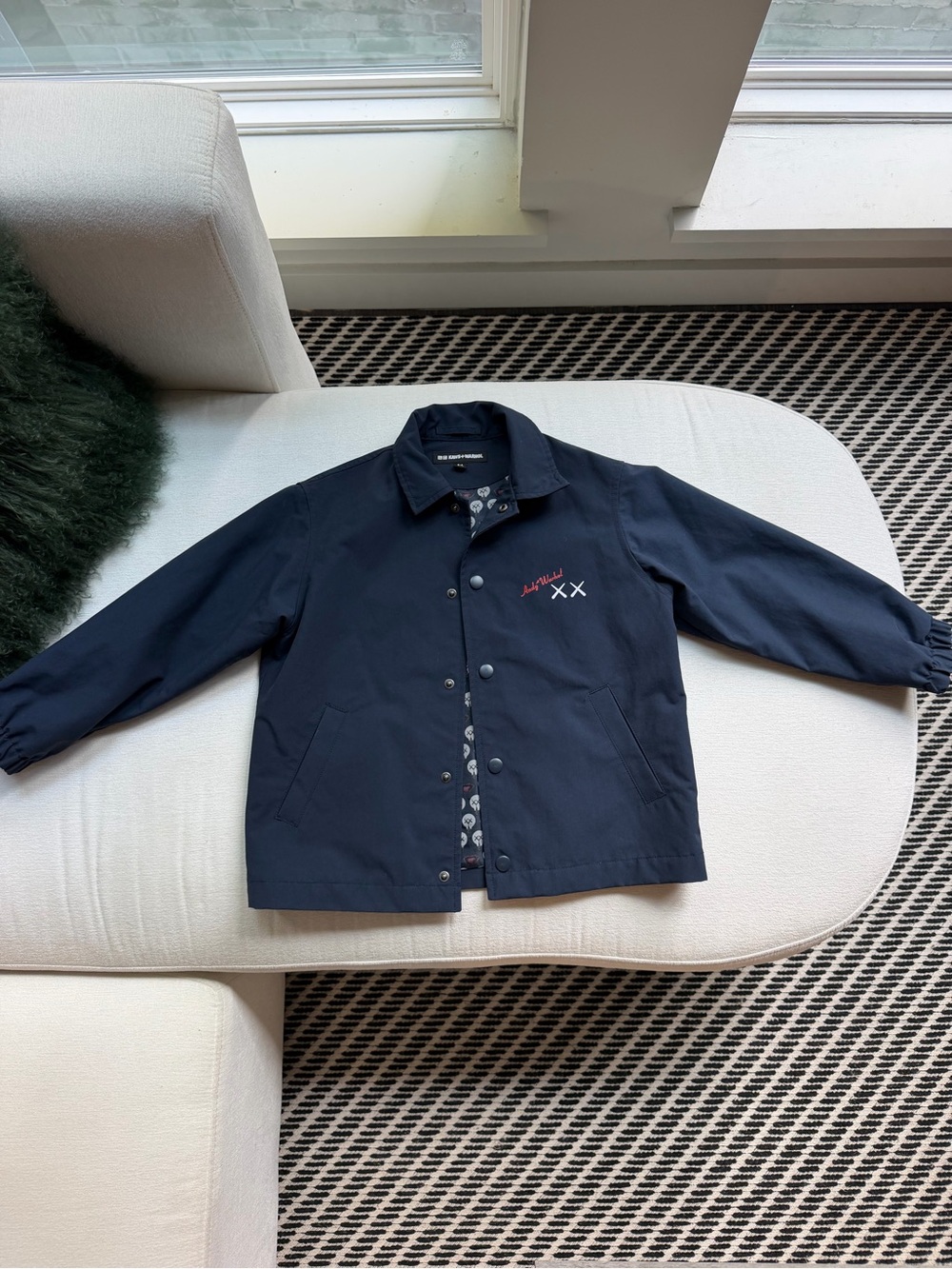 Uniqlo Navy Lightweight Coach Jacket with Subtle Embroidery
